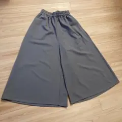 グレー ガウチョパンツ ウエストゴム