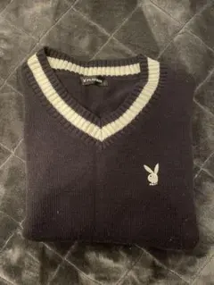 PLAYBOY ネイビー Vネックセーター L