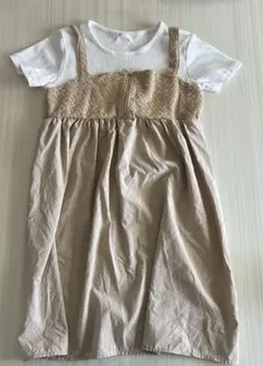 ikka 長袖　子供服　キッズ　140 ワンピース　アイボリー　スカートのサムネイル