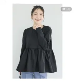 coca 異素材切り替え長袖Tシャツ ブラック L