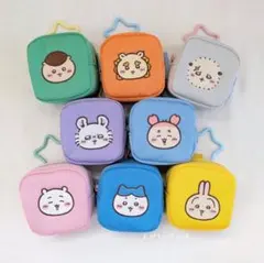 ちいかわ カラビナつき 刺繍 スクエア ミニ ポーチ コンプリート カラフル