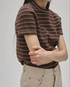 TODAYFUL Border Ringer Tee ブラウンのサムネイル