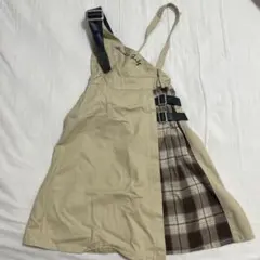 ALGY ジャンバースカート　ワンピース ベージュ チェック 130cm XXS