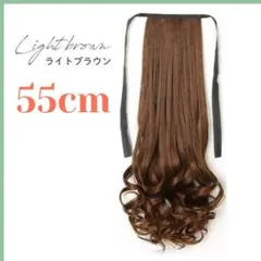 【10本おまとめ 55cmライトブラウン】ブラシ付きゆるふわポニーテールウィッグ ブラシ付きゆるふわポニーテールウィッグ送料無料 ⭐55cmライト