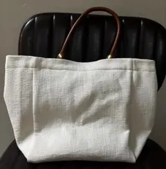 まろん様専用　ヌビ　トートバッグ　生成り　合皮ハンドルつき　バッグインバッグ