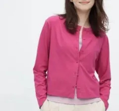 レディース カーディガン ピンク UNIQLO ユニクロ ジャージー クルー 春