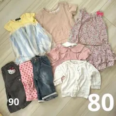女の子セット　まとめ売り9点　夏80cm ワンピース　ズボン　Tシャツ　トップス