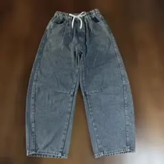 未使用M64～70カジュアル系　ワイドバレル デニムパンツ ウエストゴム