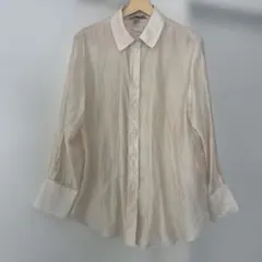 H&Mアイボリー 長袖 ボタンシャツ