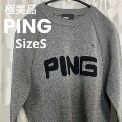 ピン ロゴパイル ジャガード クルーネック ニット グレー メンズ サイズＳ