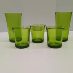 緑色の飲料グラス5個セット