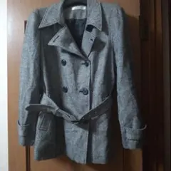 ベルト付き厚手ジャケットコート　トレンチ