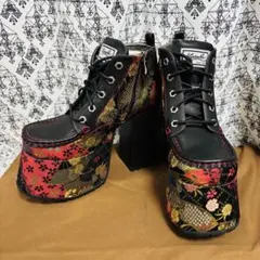 YOSUKE 直営SHOP限定 厚底 ブーツ 24.5 和柄 赤 黒 金