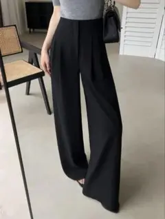 【完売商品】新品未使用 ハイウエスト タックパンツ black