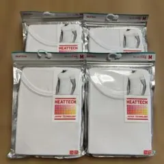 ユニクロ HEATTECH ショートスリーブ Tシャツ M ホワイト 4枚セット