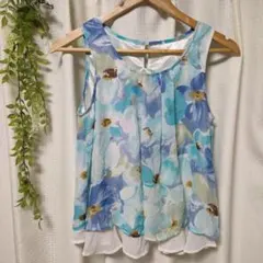 INGNI　イング　青系花柄　ノースリーブ　チュニック　トップス　夏　美品　М