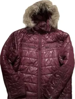 00s【Archive】fur down jacket/Y2K お兄系 光沢 赤