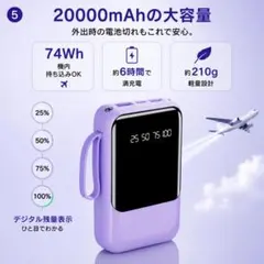 20000mAh容量モバイルバッテリー PSE認証済