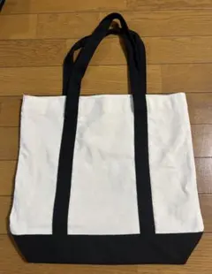 キャンバス トートバッグ バイカラー ホワイト×ブラック A4サイズ対応