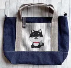 ハンドメイド 刺繍 パグ ミニショルダー トートバッグ うちの子 犬