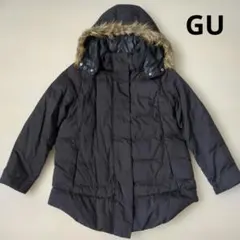 GU ダウンジャケット Ｍ ファー付きフード 黒 ブラック ユニクロ