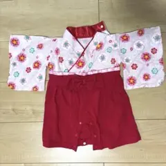 ベビー 袴ロンパース 女の子 ひな祭り 初節句 お食い初め 50-60cm 赤色