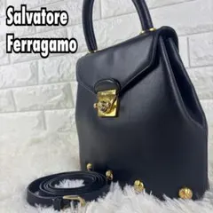 フェラガモ レザー 2way スタッズ ショルダー クロスボディ ハンドバッグ