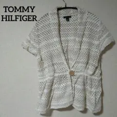 TOMMY HILFIGER【L】透かし編み ニットカーディガン ベージュ
