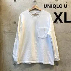 ユニクロ U UNIQLO 白　Tシャツ XL 長袖　肉厚　メンズ　古着 xl