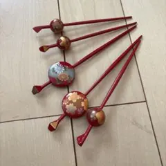 P様専用　　花柄 木製かんざし 5本セット