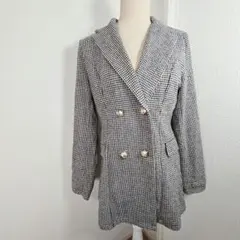 美品✨SHEIN シーイン 千鳥格子ジャケット ダブルボタン 白黒 L