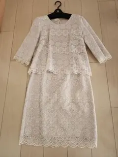 未使用　アイボリー レース セットアップ