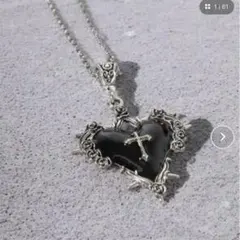 【十字架ハートネックレス★レッド×ゴールド】ゴシックロリータY2K