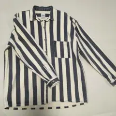 マリメッコ MARIMEKKO ストライプ柄 長袖シャツ ネイビー×ホワイト