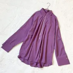 ジアセカンド ジップシャツ 長袖 とろみ素材（F）パープル Y2K 平成ギャル