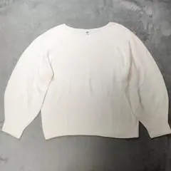 UNIQLOユニクロ オーバーサイズ綿100パフスリーブホワイトニット XL