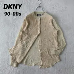90-00s DKNY ダナキャラン ニューヨーク シルク ノーカラー ブラウスのサムネイル