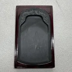 澄泥硯】◇蝦頭紅の美石◇約九吋◇蘇州霊巌山◇唐木共箱◇検→端渓硯
