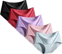 [ケーエス] レディース シームレスショーツ 5枚 L 黒 水色 ピンク 紫 赤