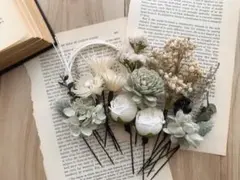 No.7ドライフラワーヘッドパーツ成人式　結婚式　卒業式　髪飾り