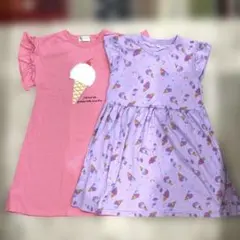アイスクリーム柄ノースリーブワンピース 130cm 2枚セット