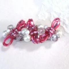 かわいいキラキラリボン付きバレッタ♡ピンク