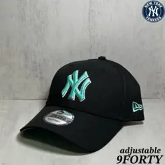 【ショップ別注】 ヤンキース 9FORTY ティファニーブルー 黒 キャップ ④