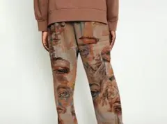 【新品】総柄 目 アレンジ カジュアルパンツ 絵画 ストリート 古着ライク