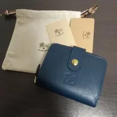 新品 イルビゾンテ 本革 レザー ラウンド ウォレット 財布 ネイビー 紺