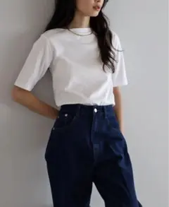 ボンジュールサガン　シルケットコットンボートネックTシャツ　ホワイト　L ○10