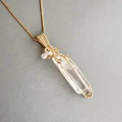 水晶 ポイント ペンダントトップ お守りペンダント 14kgf クリスタル