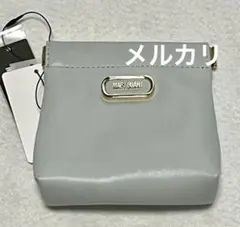 マリークヮント　フレームメタルロゴ バネクチポーチ　ブルーのサムネイル