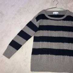 ミッシェルクラン ボーダーニット 38 ブラック ウール混 セーター イトキン