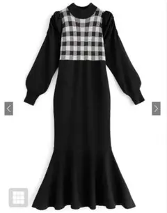 GRL ギンガムチェック柄マーメイドニットワンピース